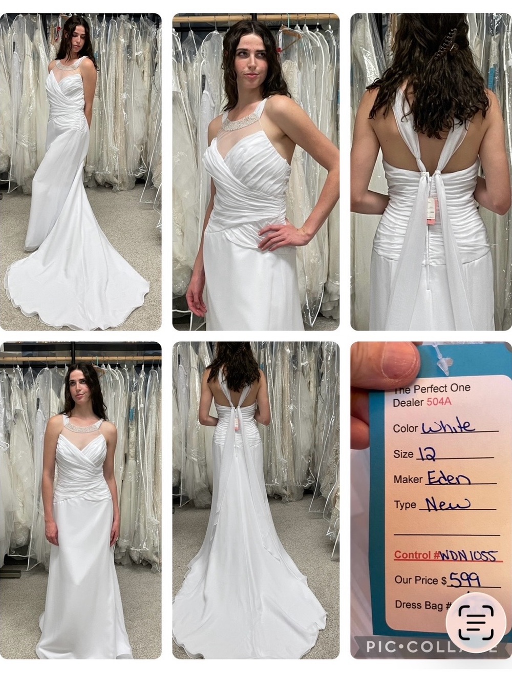 Eden White Beaded Halter Wedding Gown